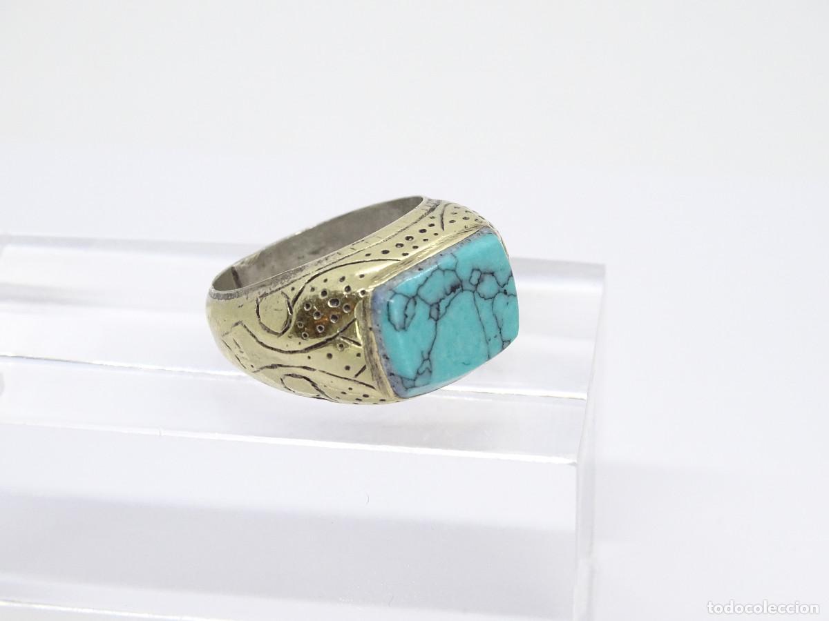 Joyeria: Anillo vintage con cabuj&oacute;n de turquesa, s. XX &ndash; Italia - Foto 15