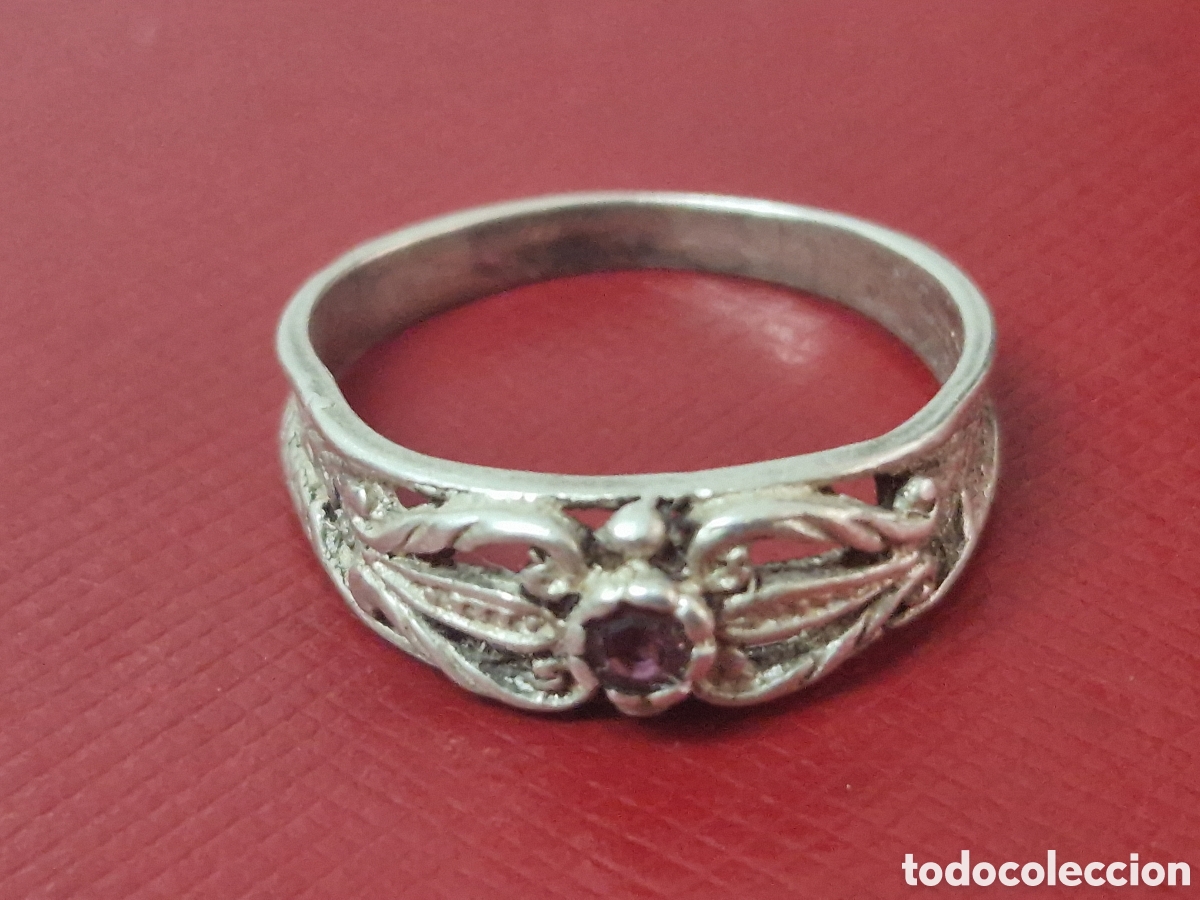 Joyeria: ANILLO ANTIGUO DE PLATA CON CUARZO ROSA - Foto 5