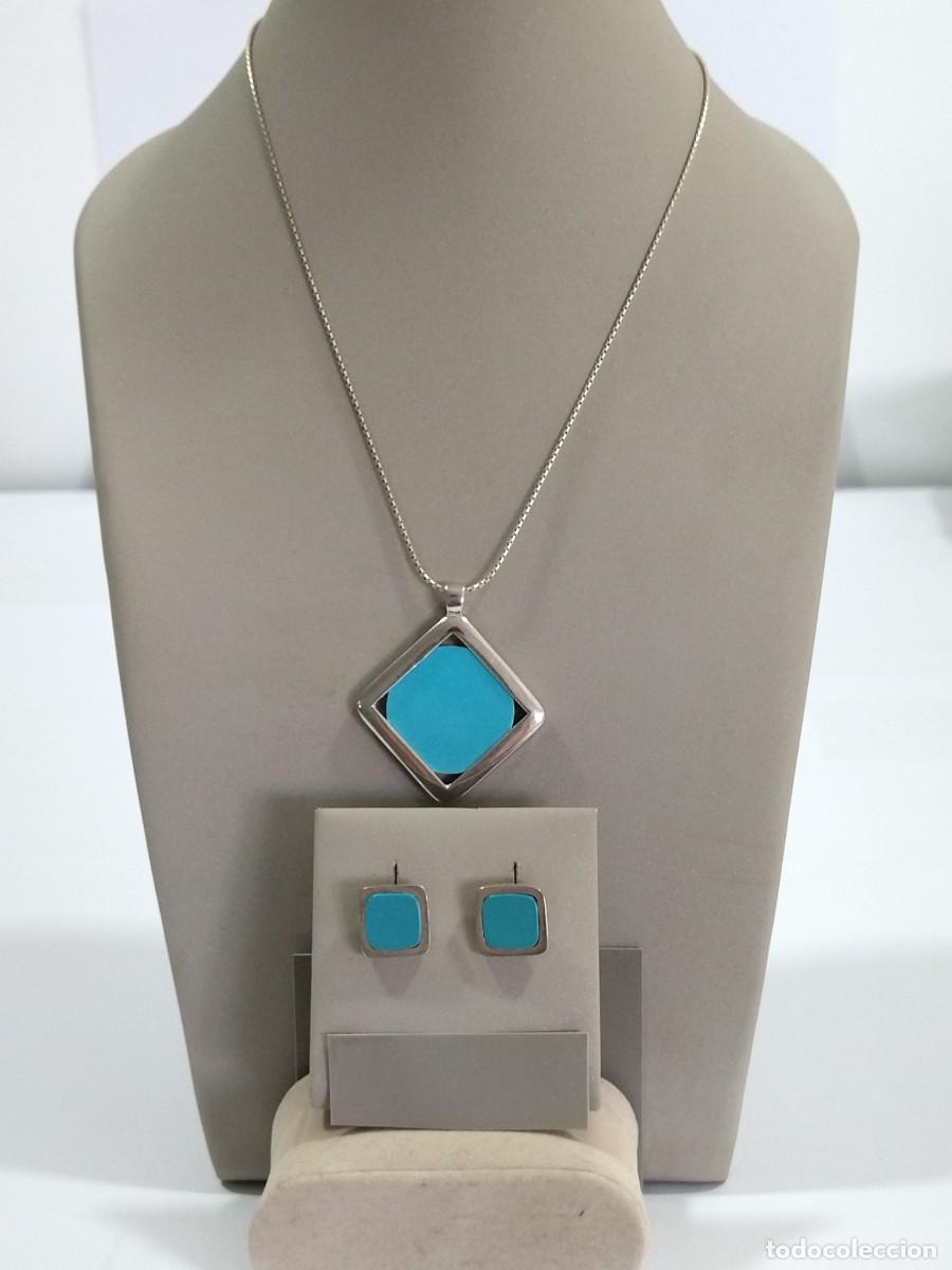 Joyeria: Collar de plata 925 y Turquesa con pendientes a juego. - Foto 2