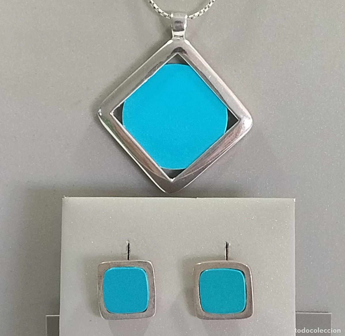 Joyeria: Collar de plata 925 y Turquesa con pendientes a juego. - Foto 1