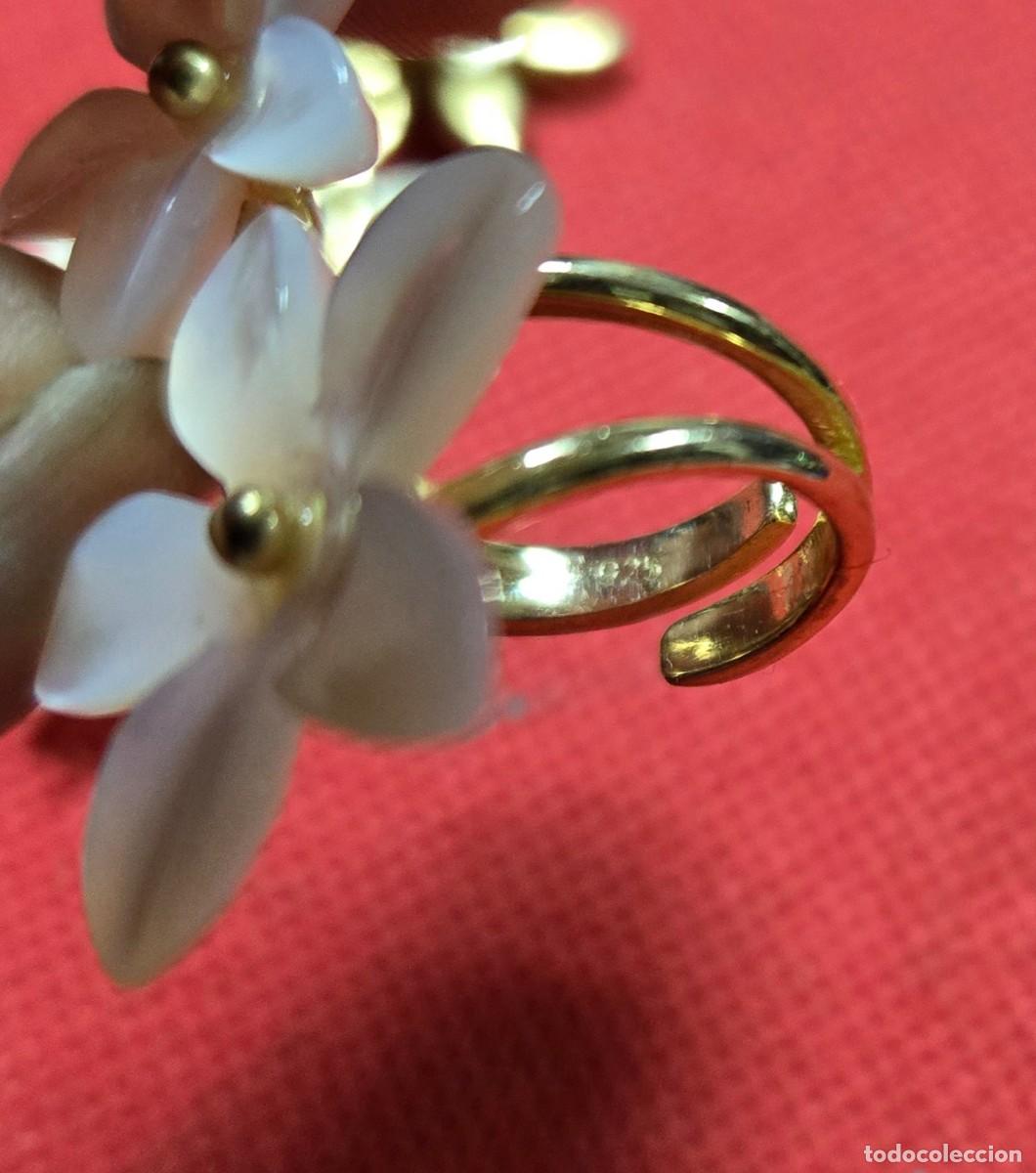 Joyeria: CONJUNTO ANILLO Y PENDIENTES DE PLATA DORADA Y MADREPERLA - Foto 5
