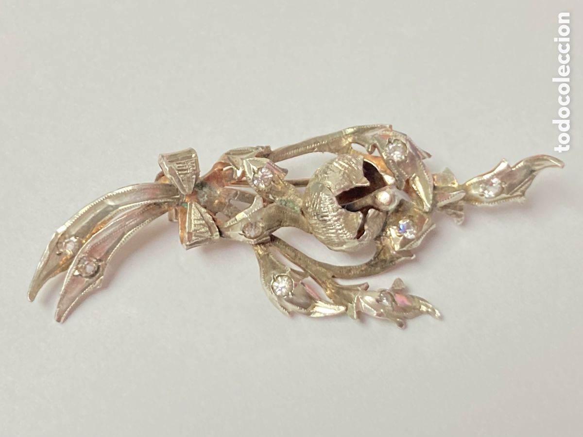 Joyeria: Broche ART DECO de plata con circonitas en forma de flor / B61 - Foto 1