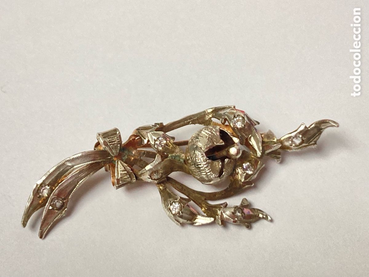 Joyeria: Broche ART DECO de plata con circonitas en forma de flor / B61 - Foto 5