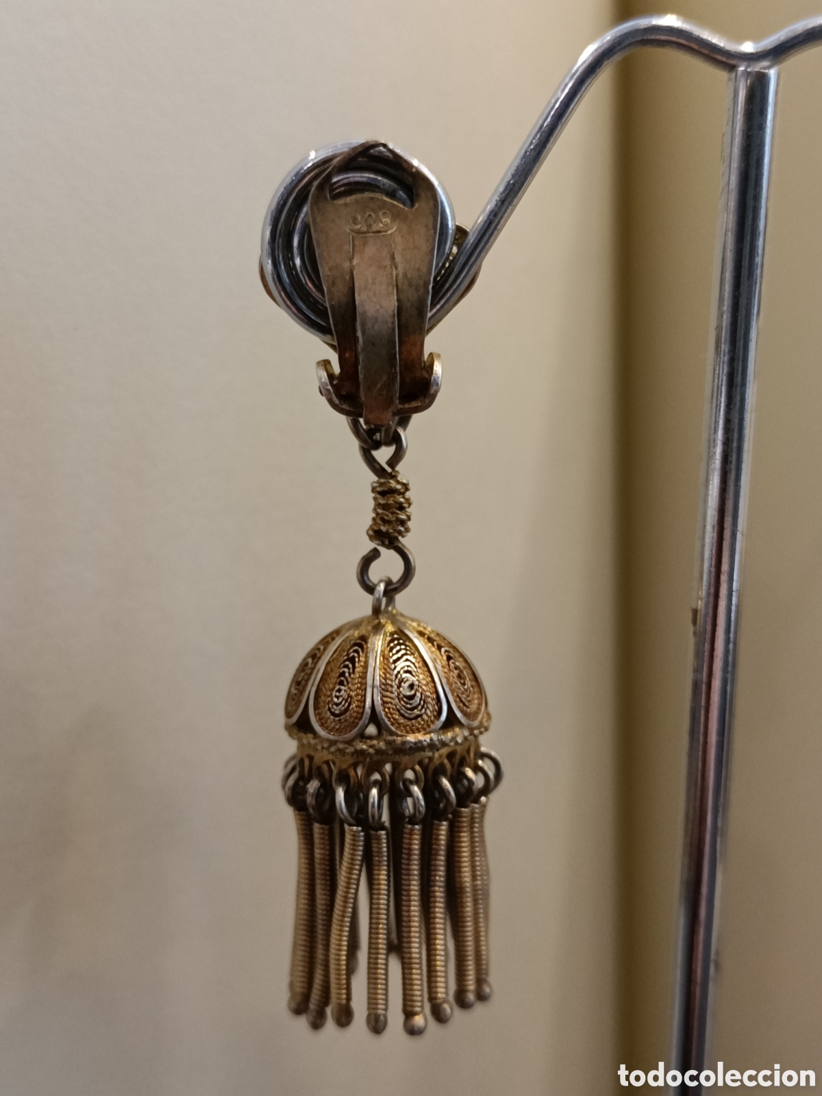 Joyeria: Pendientes de filigrana de plata con ba&ntilde;o de oro. - Foto 5