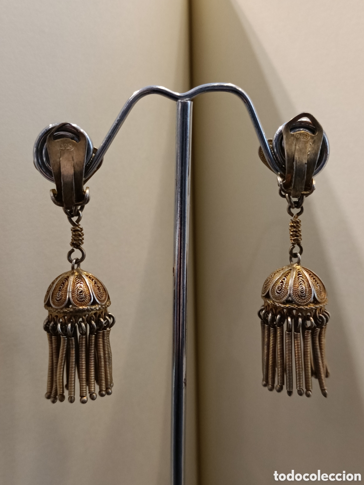 Joyeria: Pendientes de filigrana de plata con ba&ntilde;o de oro. - Foto 1