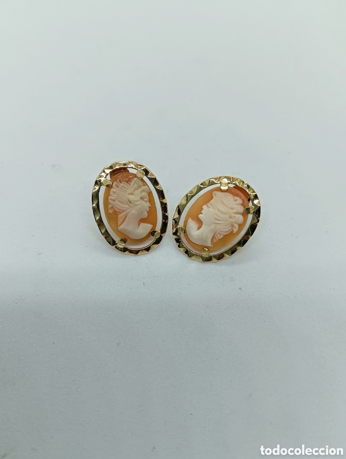 Joyeria: Pendientes en oro 18 kts. y camafeos 4,5grms - Foto 1