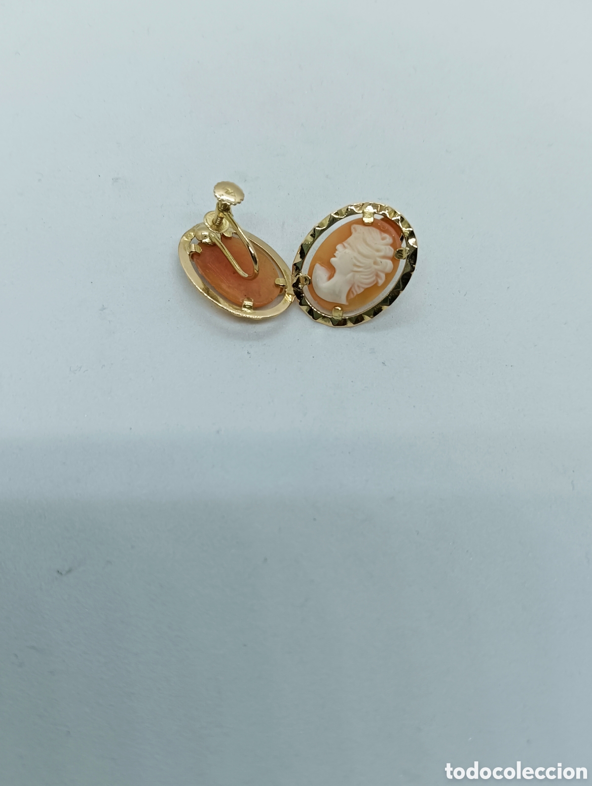 Joyeria: Pendientes en oro 18 kts. y camafeos 4,5grms - Foto 2