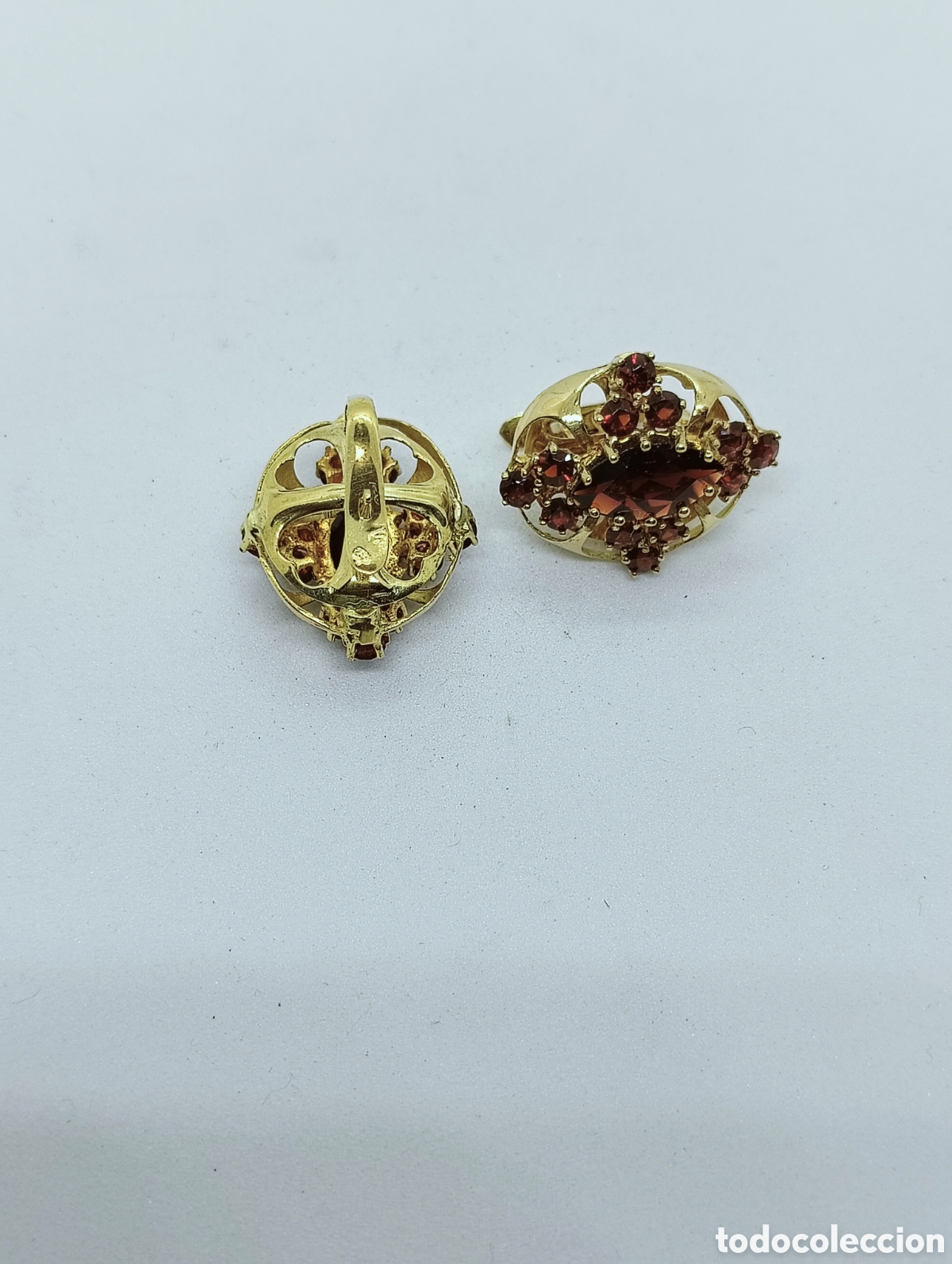 Joyeria: Pendientes en oro 18 kts. y granates 7grms - Foto 2