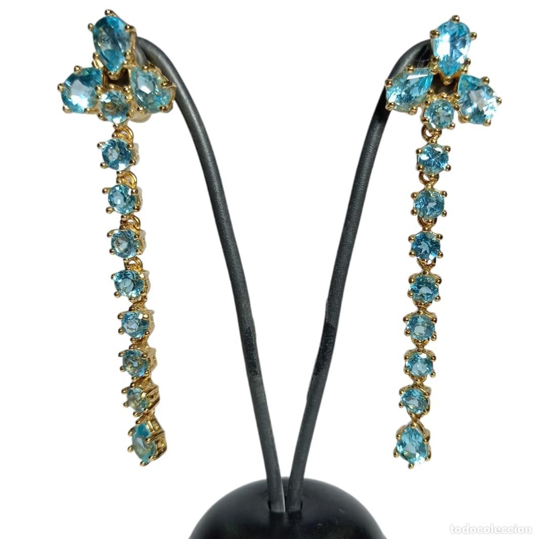 Joyeria: Pendientes largos topacios azules ORO 18K - Foto 1