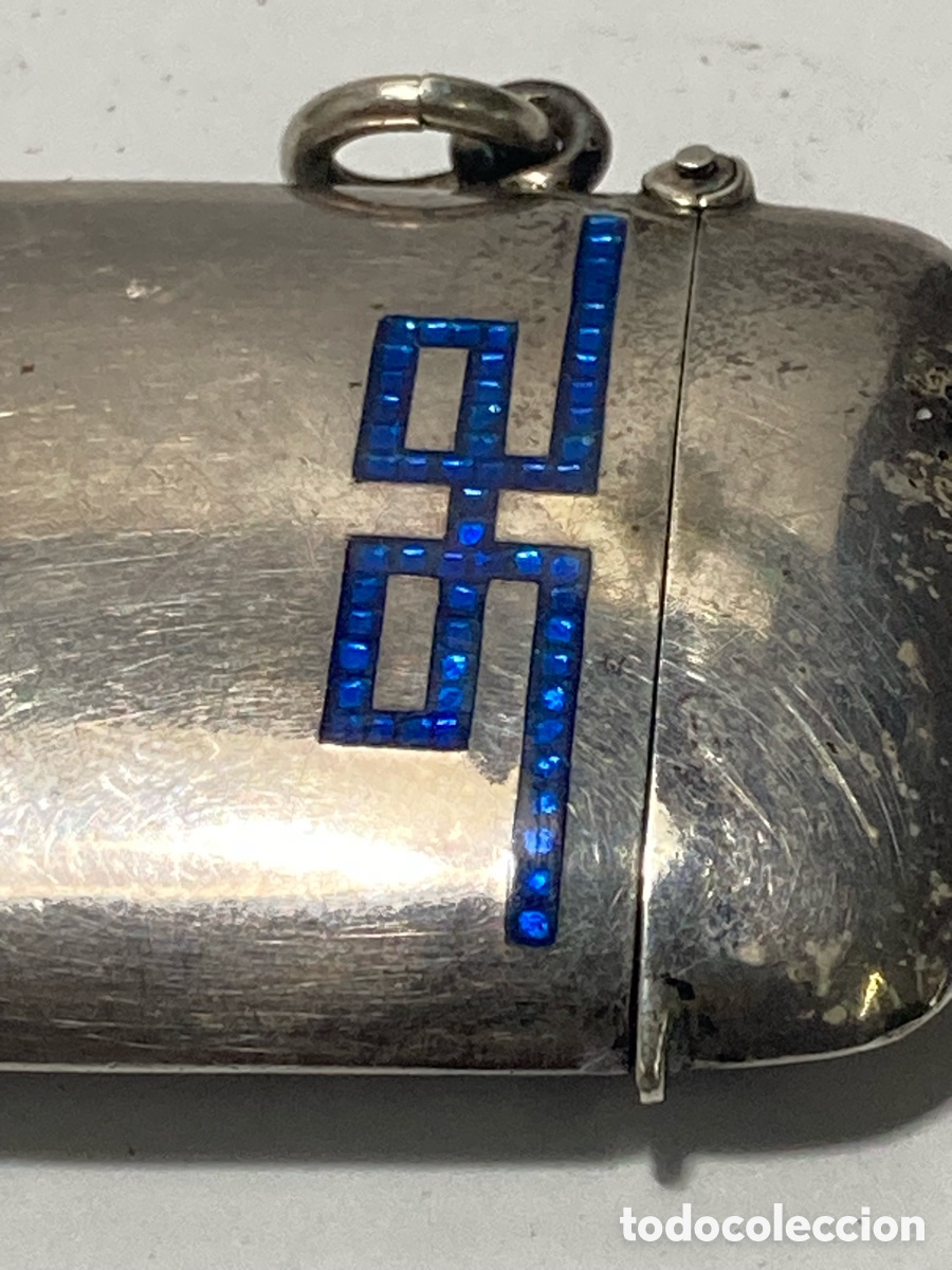 Joyeria: Chisquero de plata antiguo con esmalte /FF1 - Foto 4