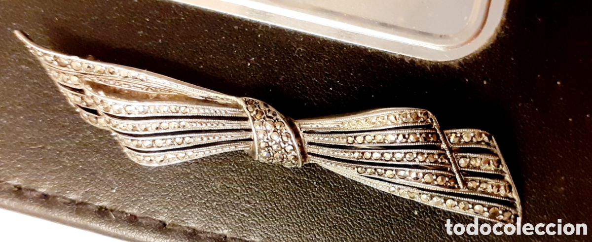 Joyeria: Broche antigua en 935 plata con marquesitas - Foto 1