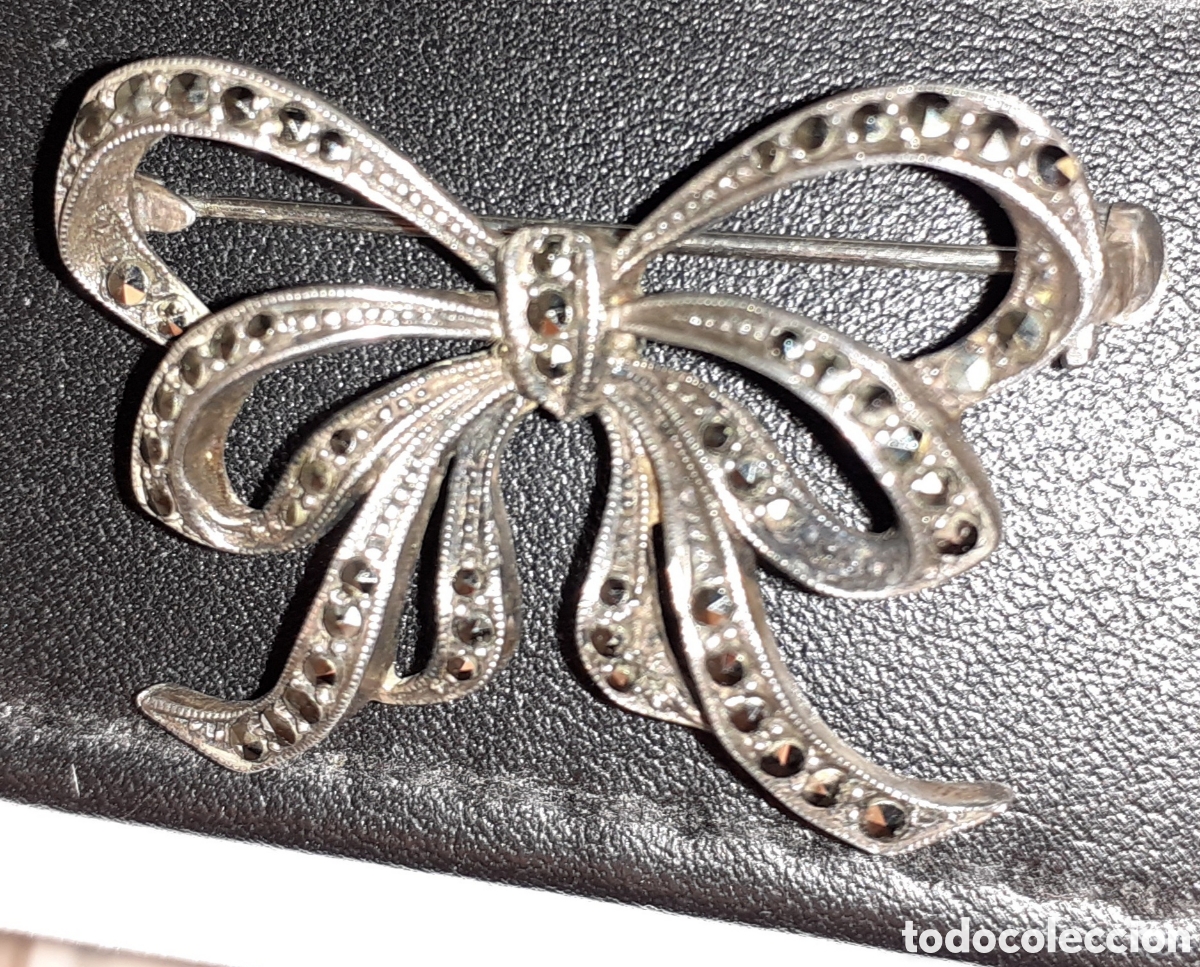 Joyeria: Broche antigua con marquesitas en plata - Foto 2