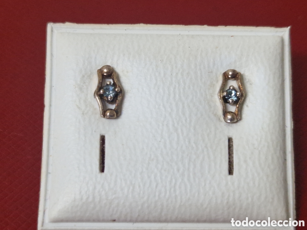 Joyeria: PENDIENTES EN PLATA DORADA Y PIEDRA AZUL - Foto 2