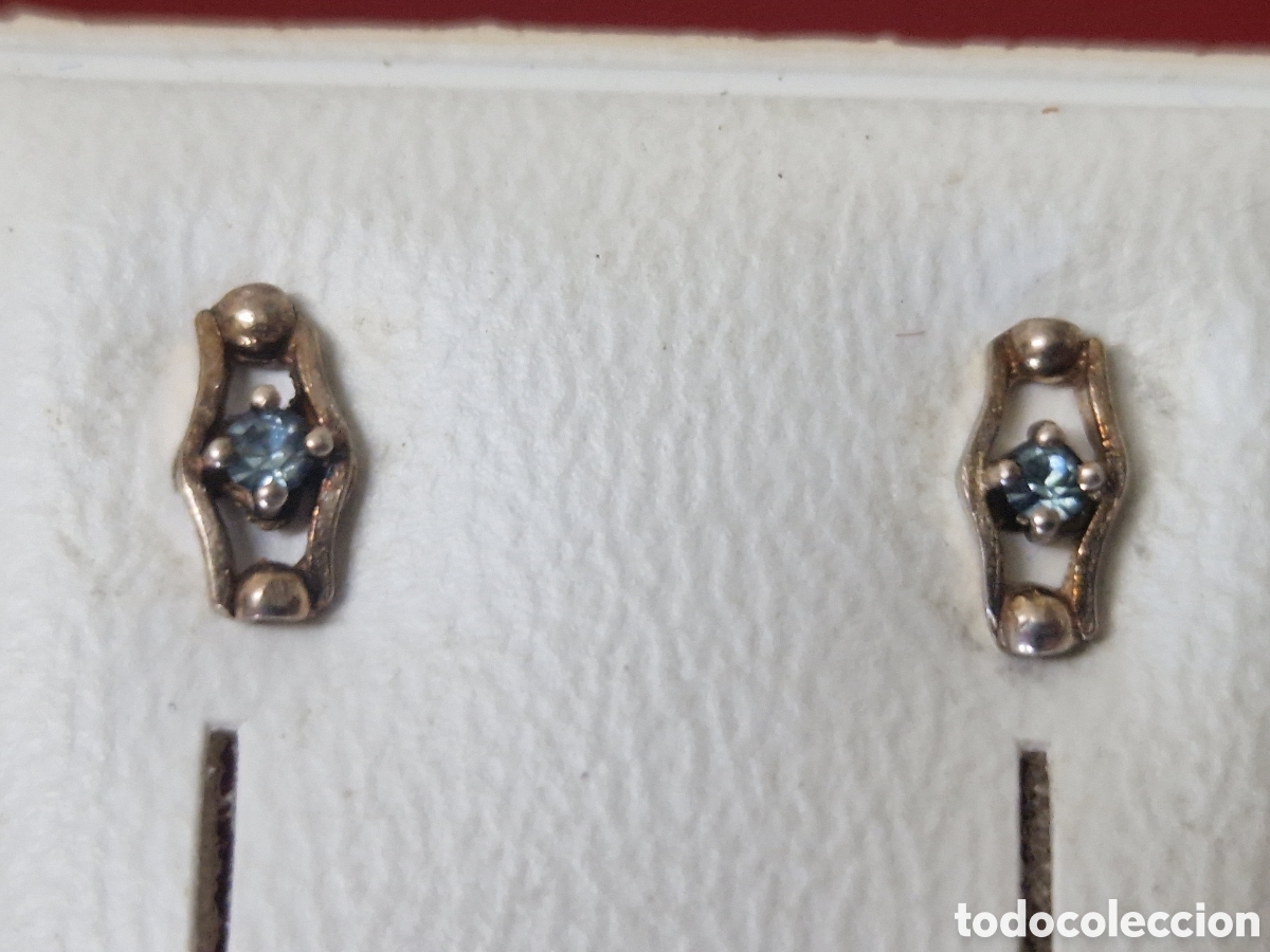 Joyeria: PENDIENTES EN PLATA DORADA Y PIEDRA AZUL - Foto 3