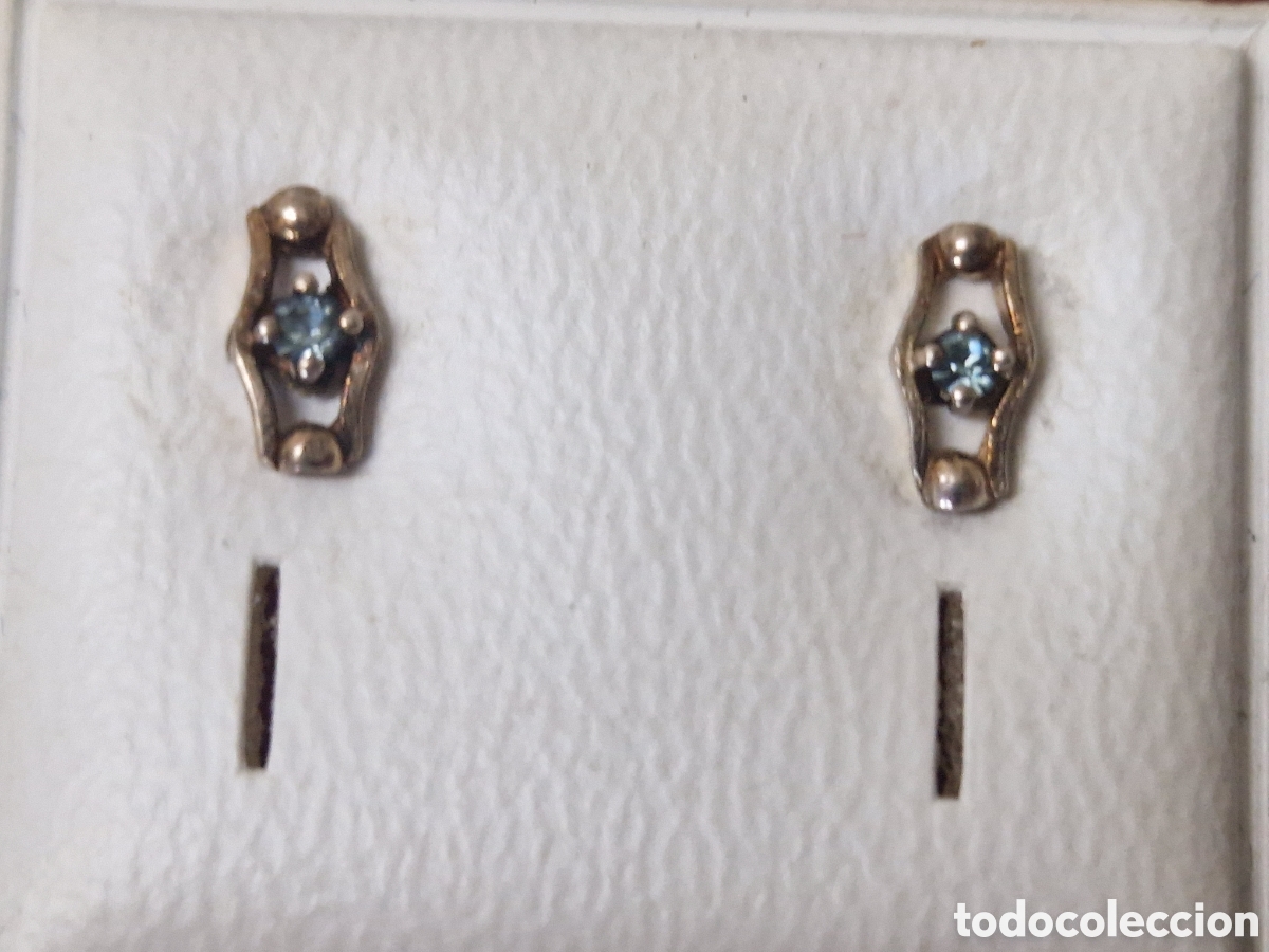 Joyeria: PENDIENTES EN PLATA DORADA Y PIEDRA AZUL - Foto 4