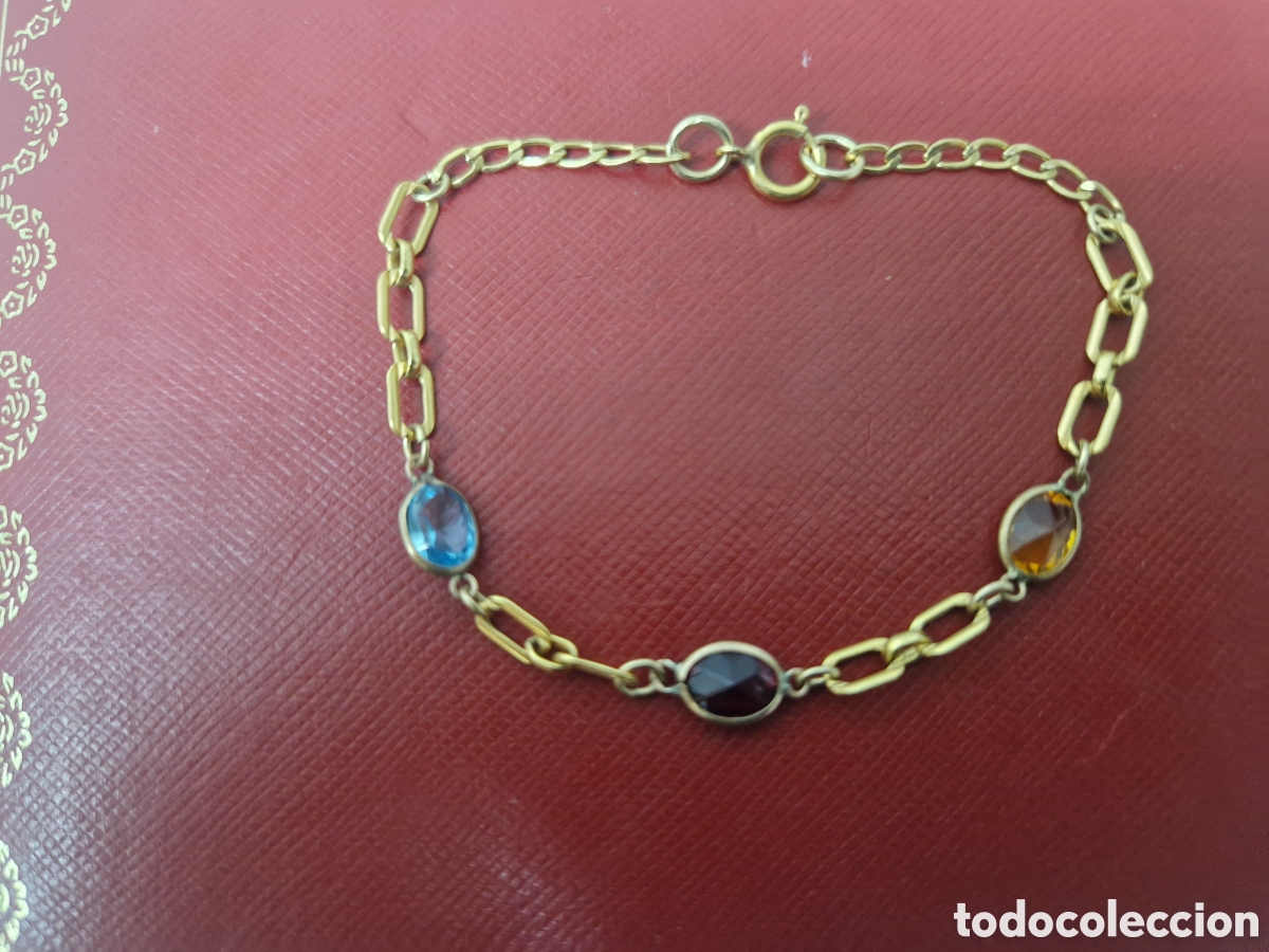 Joyeria: PULSERA DE PLATA DORADA 18 K CON CRISTALES - Foto 2