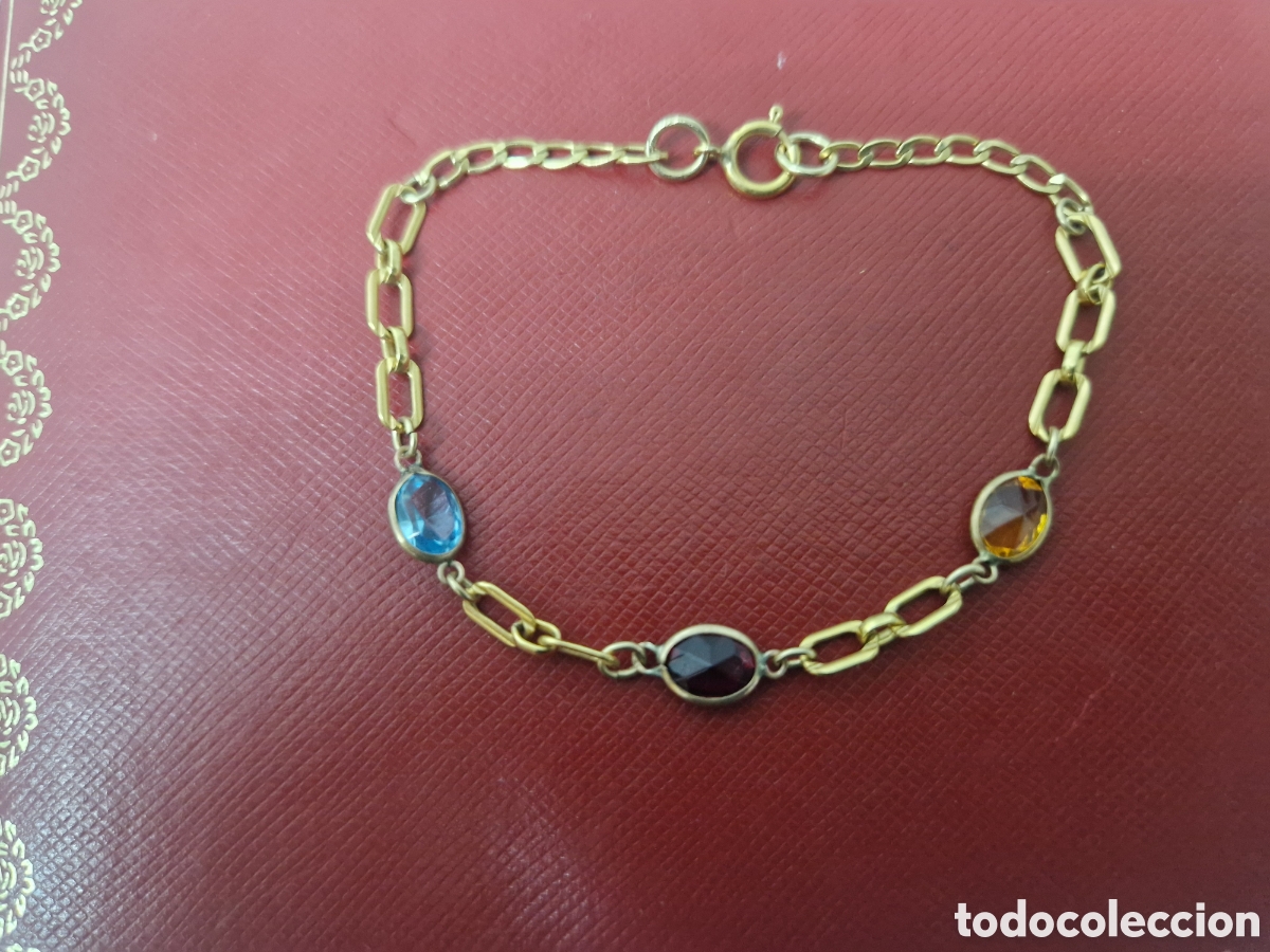 Joyeria: PULSERA DE PLATA DORADA 18 K CON CRISTALES - Foto 1