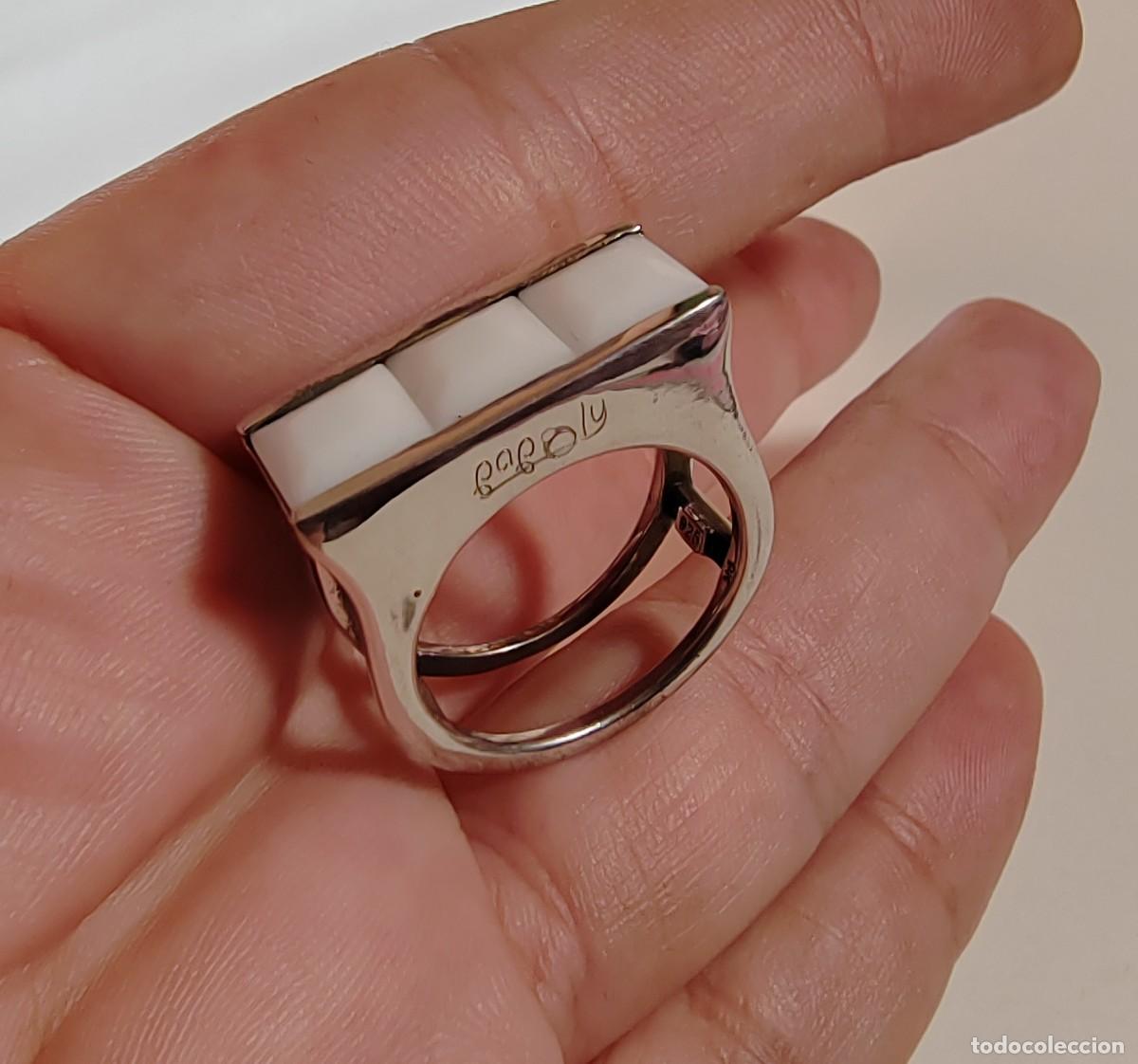 Joyeria: Anillo de Marca Plata de Ley y &Aacute;gatas blancas - Foto 9