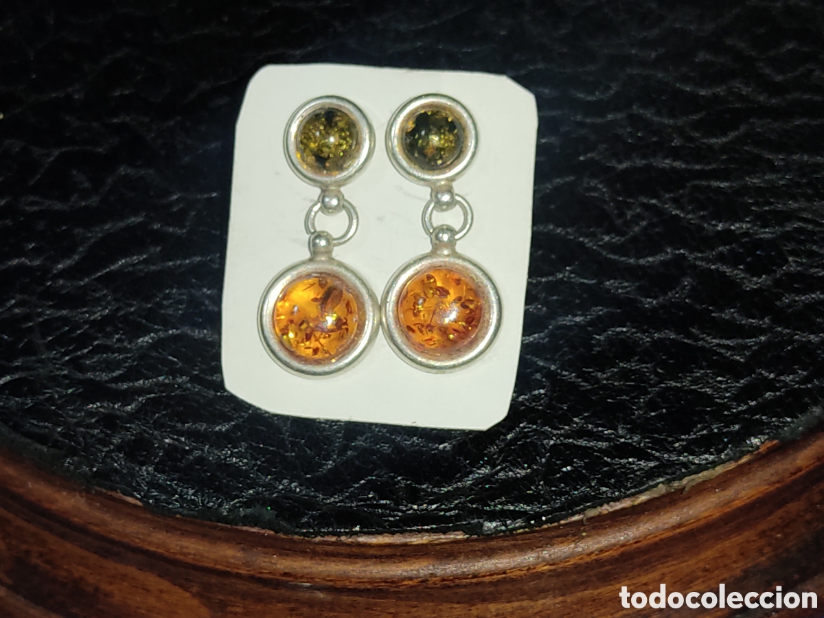 Joyeria: Pendientes de &aacute;mbar y plata contrastada. - Foto 1