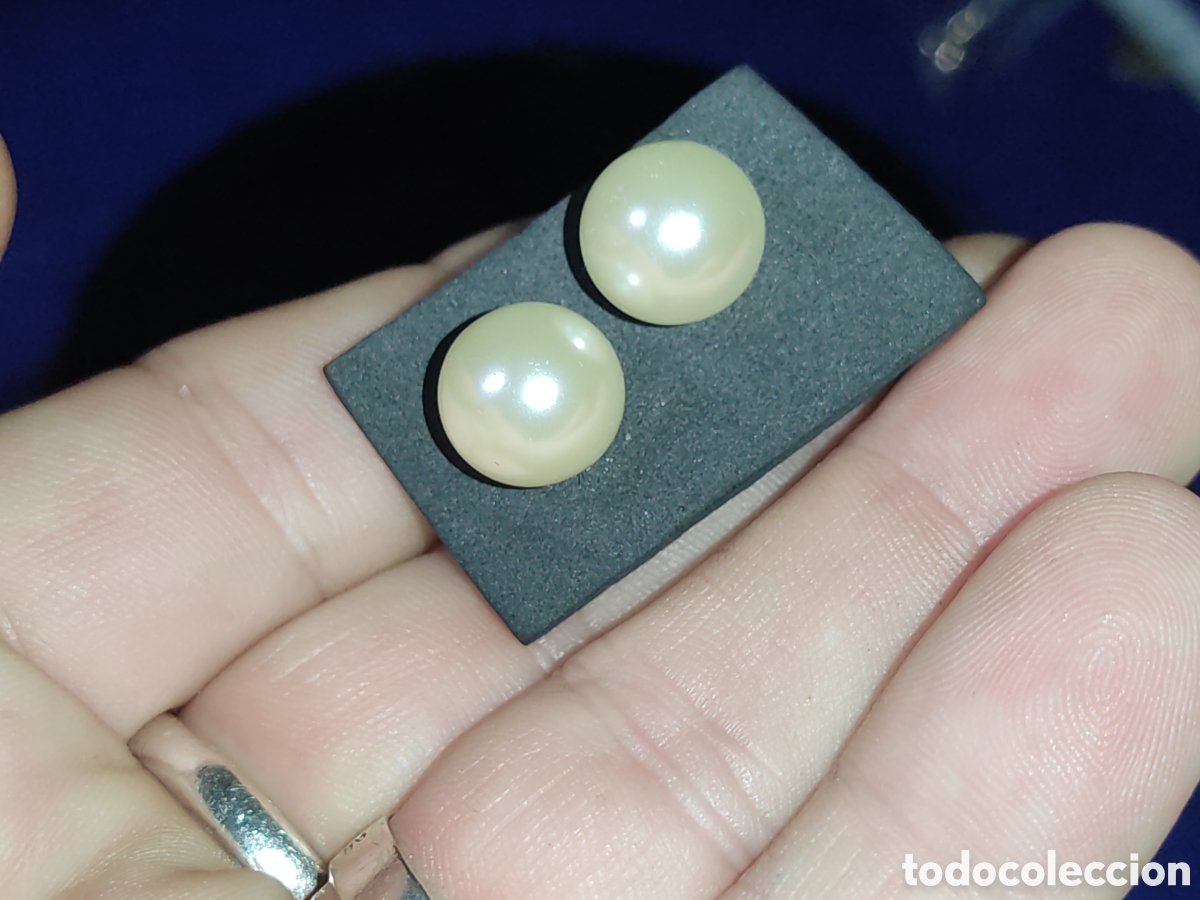 Joyeria: Pendientes de perlas de 11mm y plata 925.Vintage. - Foto 2