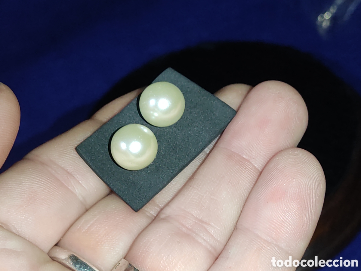 Joyeria: Pendientes de perlas de 11mm y plata 925.Vintage. - Foto 1