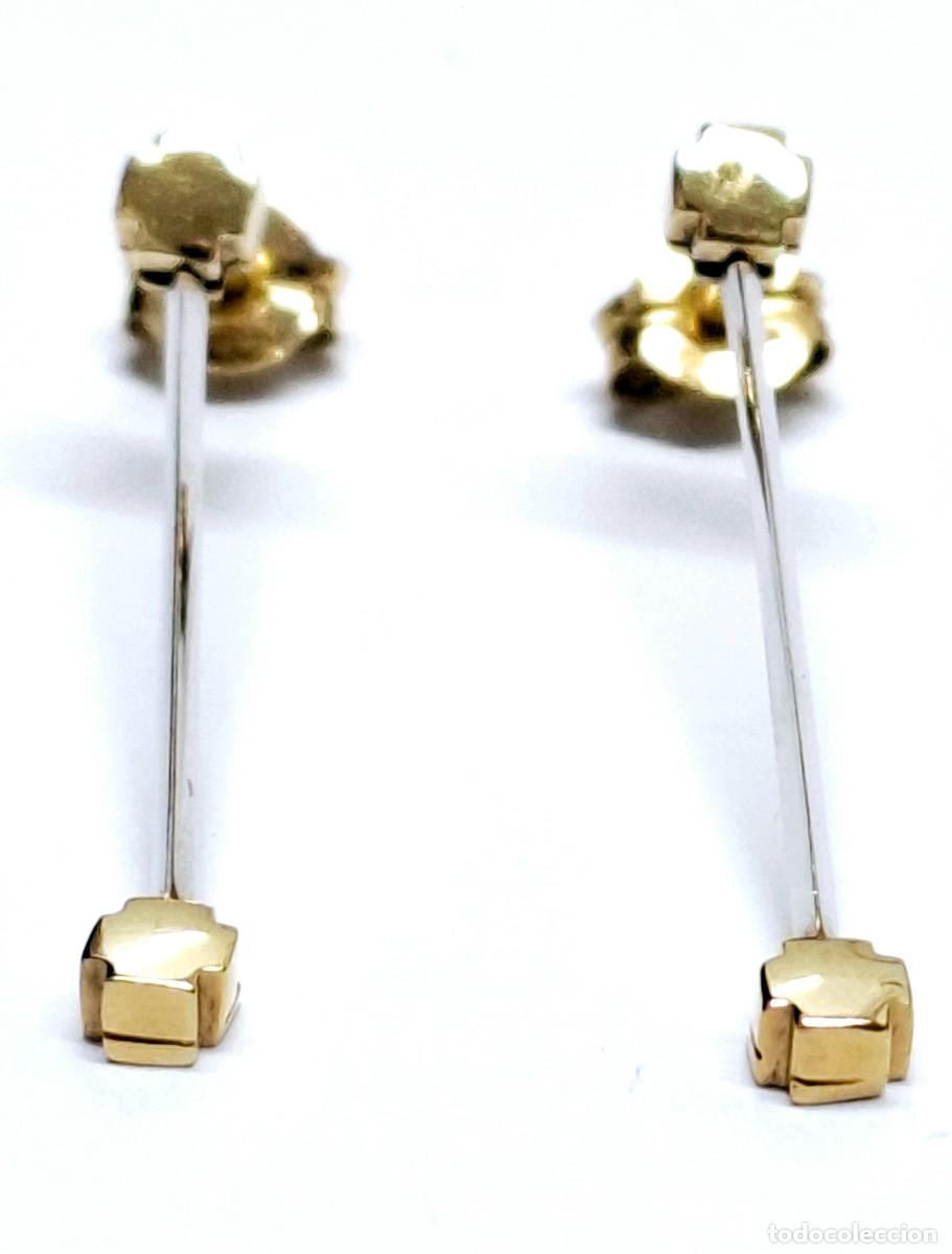 Joyeria: BELLOS PENDIENTES LARGOS DE ORO BLANCO Y AMARILLO - Foto 1