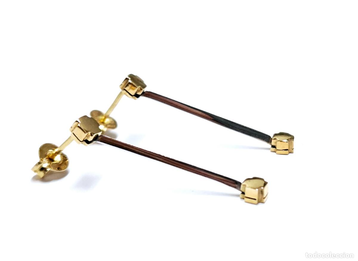 Joyeria: BELLOS PENDIENTES LARGOS DE ORO BLANCO Y AMARILLO - Foto 3