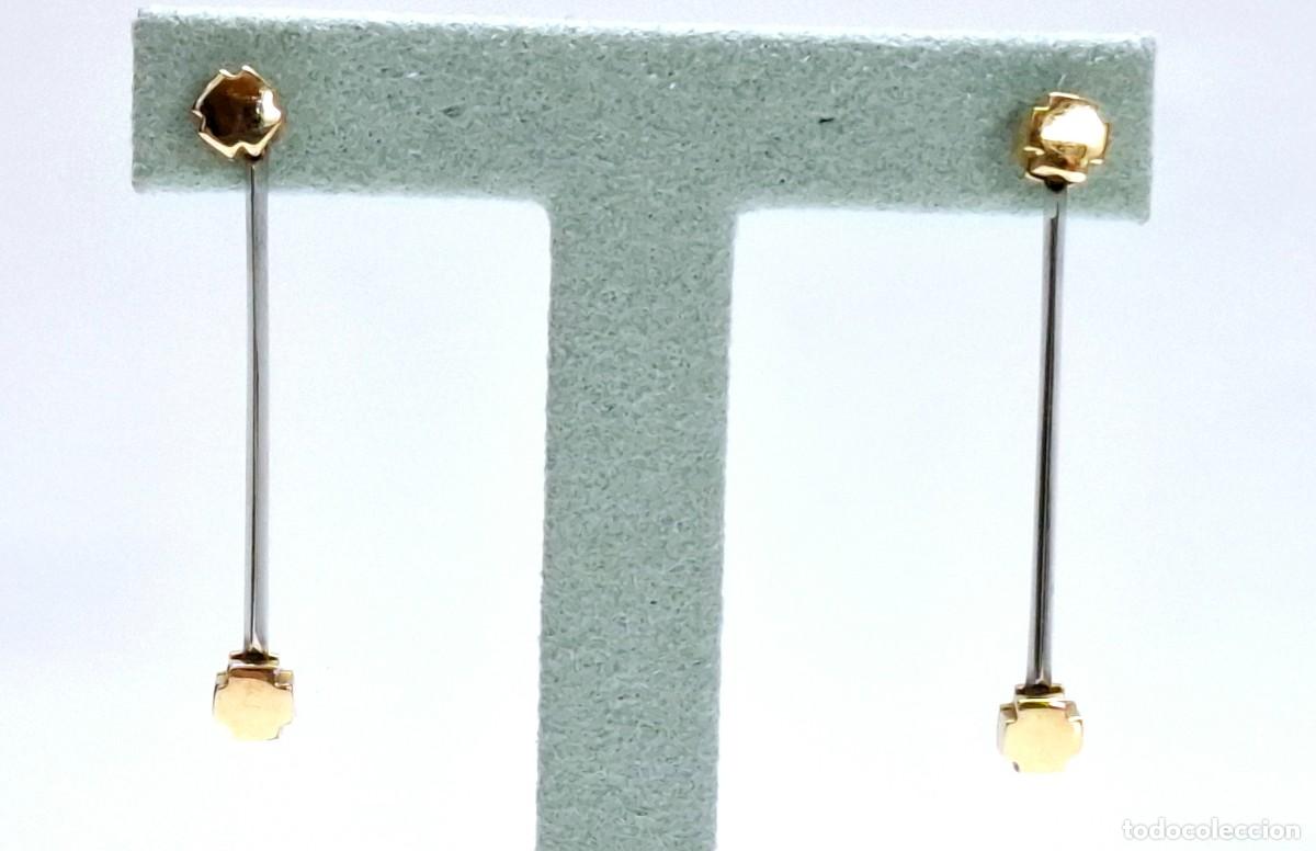 Joyeria: BELLOS PENDIENTES LARGOS DE ORO BLANCO Y AMARILLO - Foto 4