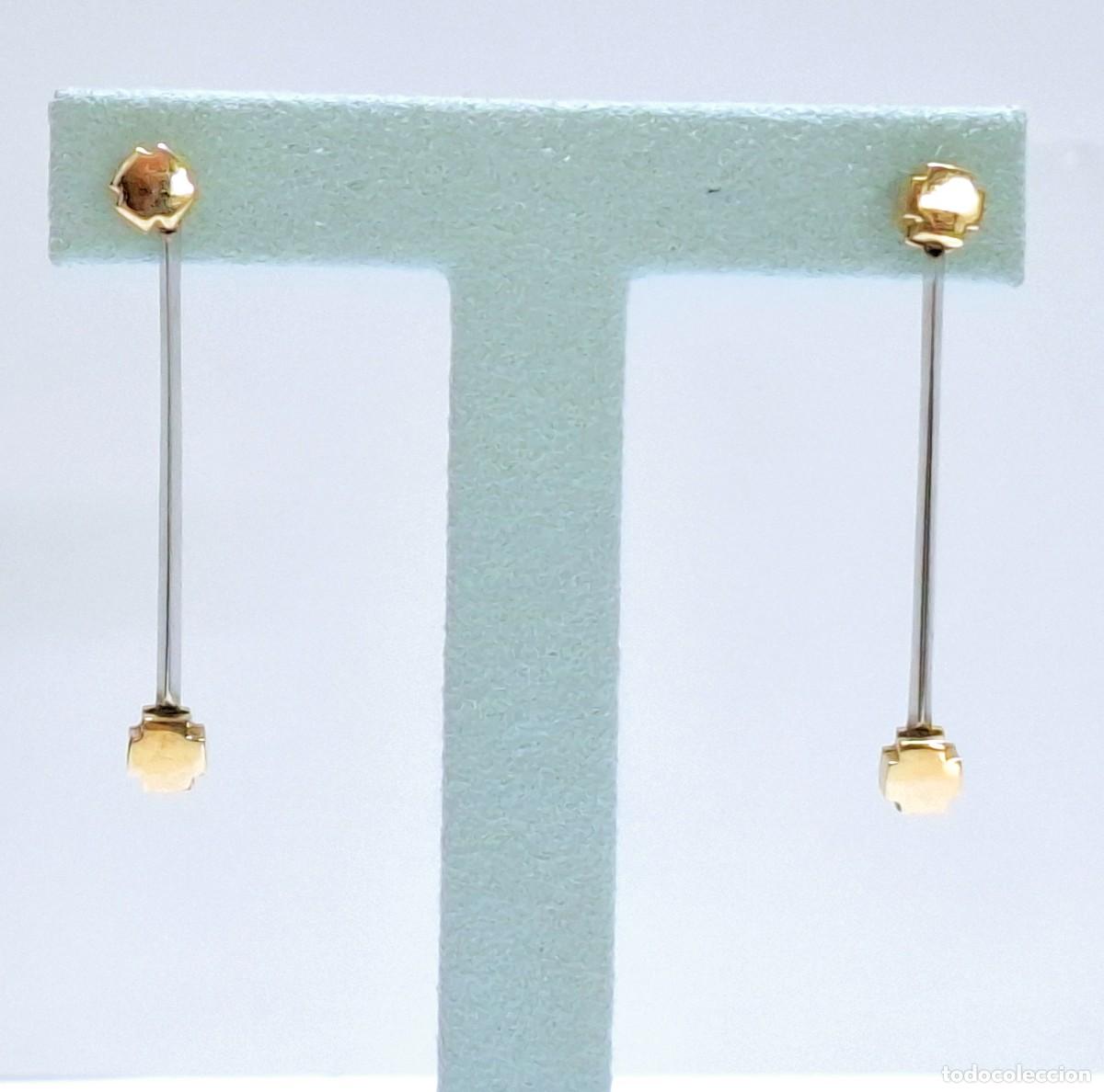 Joyeria: BELLOS PENDIENTES LARGOS DE ORO BLANCO Y AMARILLO - Foto 5