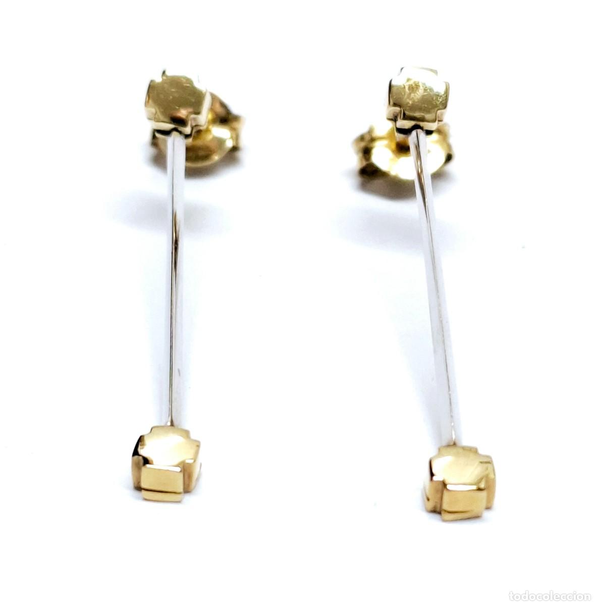 Joyeria: BELLOS PENDIENTES LARGOS DE ORO BLANCO Y AMARILLO - Foto 6