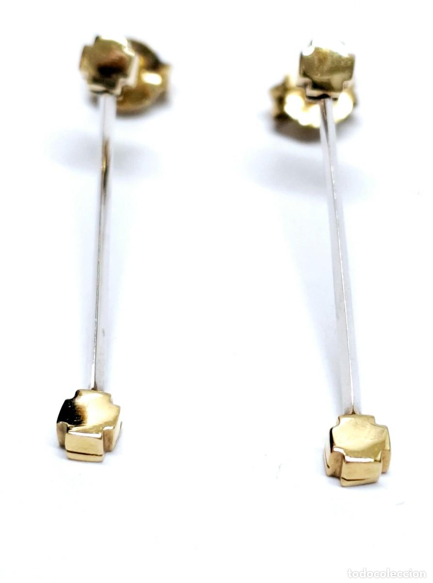 Joyeria: BELLOS PENDIENTES LARGOS DE ORO BLANCO Y AMARILLO - Foto 7