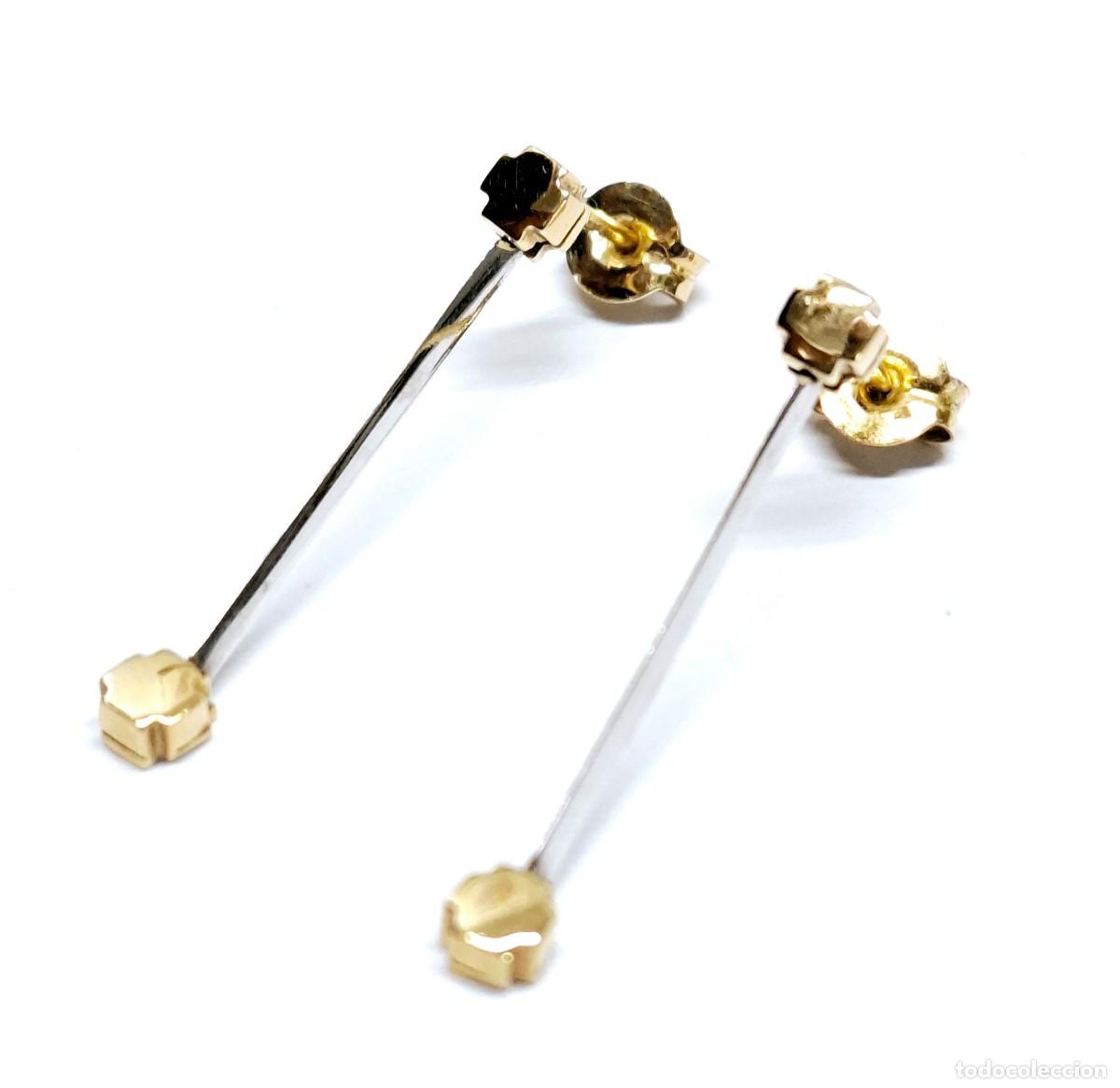 Joyeria: BELLOS PENDIENTES LARGOS DE ORO BLANCO Y AMARILLO - Foto 8