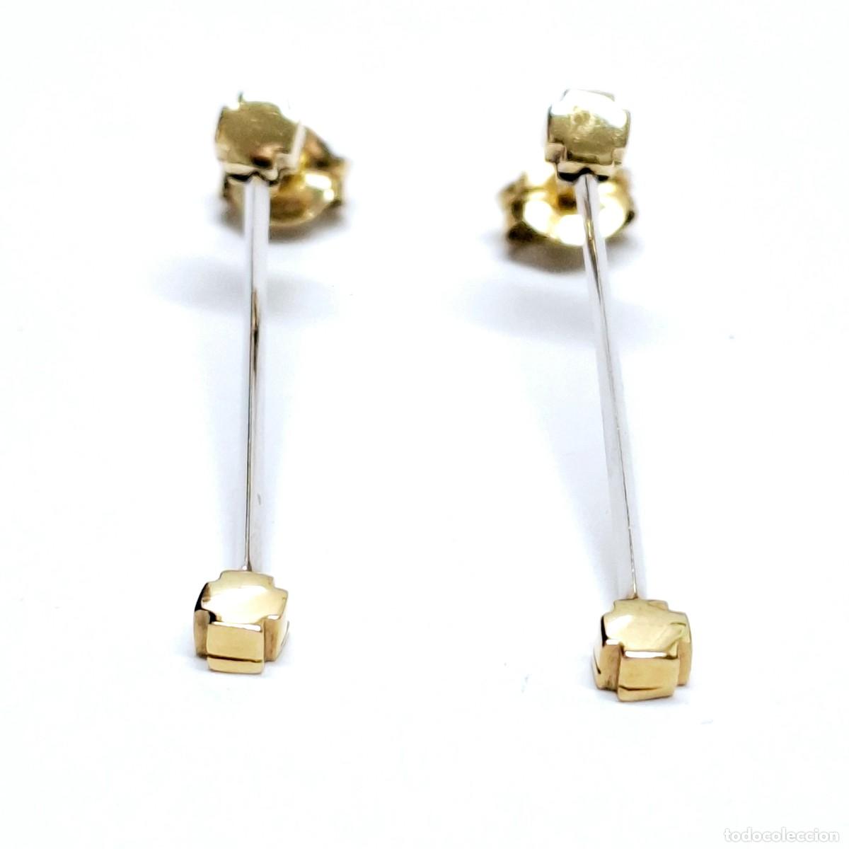 Joyeria: BELLOS PENDIENTES LARGOS DE ORO BLANCO Y AMARILLO - Foto 9