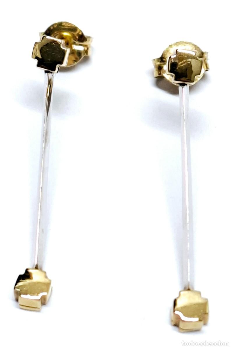 Joyeria: BELLOS PENDIENTES LARGOS DE ORO BLANCO Y AMARILLO - Foto 10