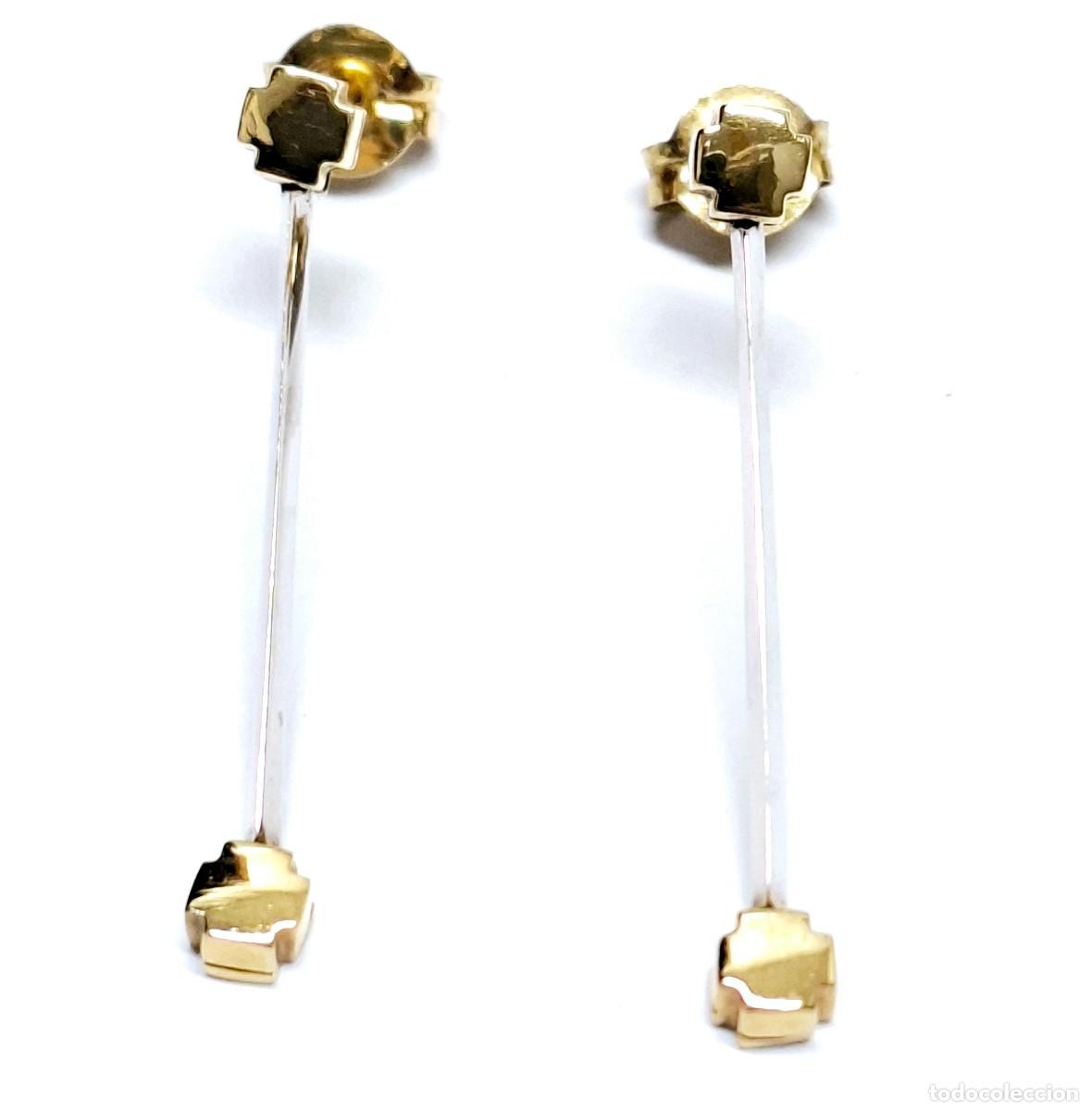 Joyeria: BELLOS PENDIENTES LARGOS DE ORO BLANCO Y AMARILLO - Foto 11