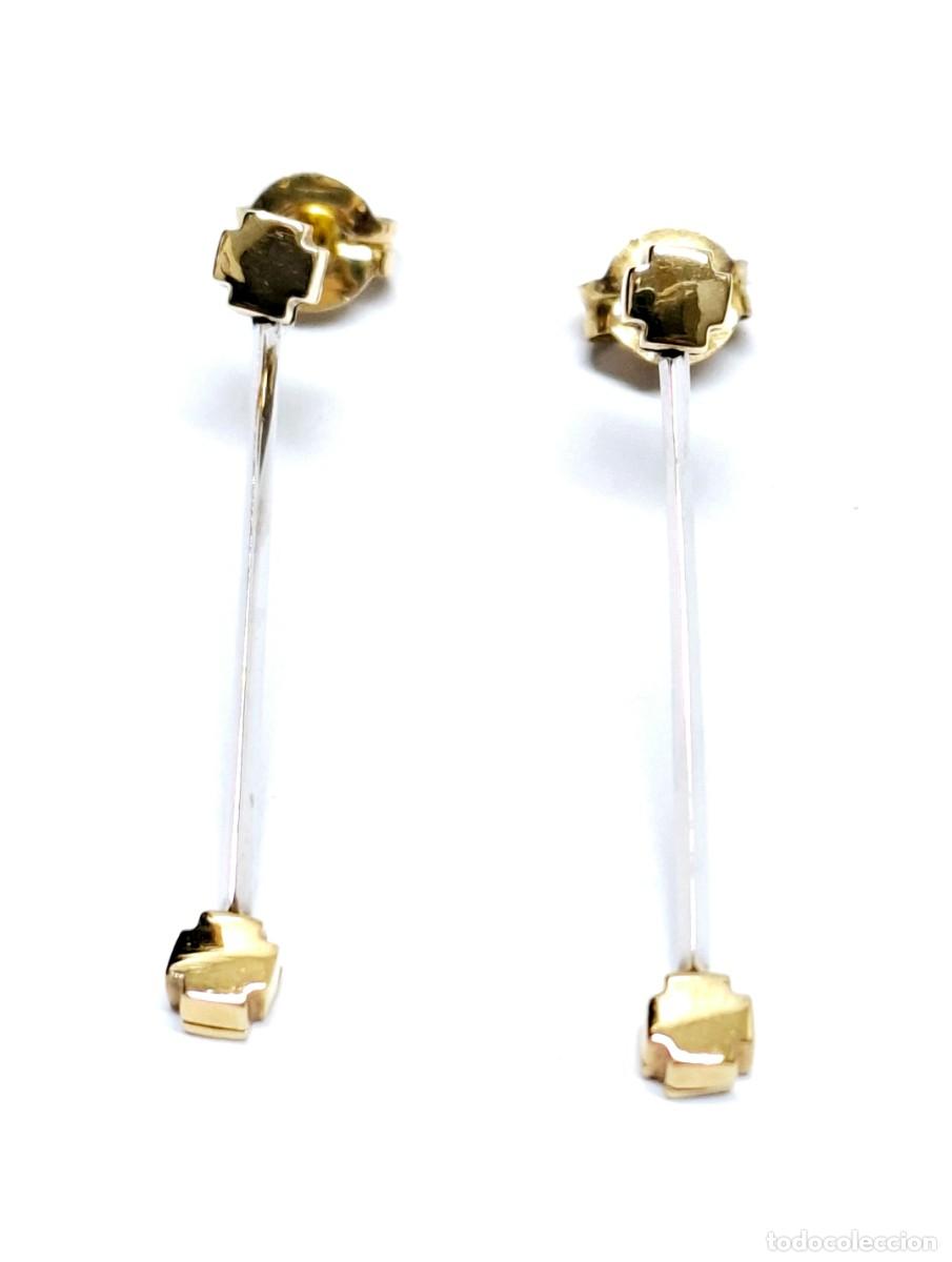 Joyeria: BELLOS PENDIENTES LARGOS DE ORO BLANCO Y AMARILLO - Foto 12