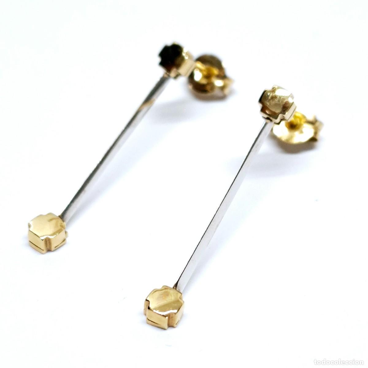 Joyeria: BELLOS PENDIENTES LARGOS DE ORO BLANCO Y AMARILLO - Foto 14