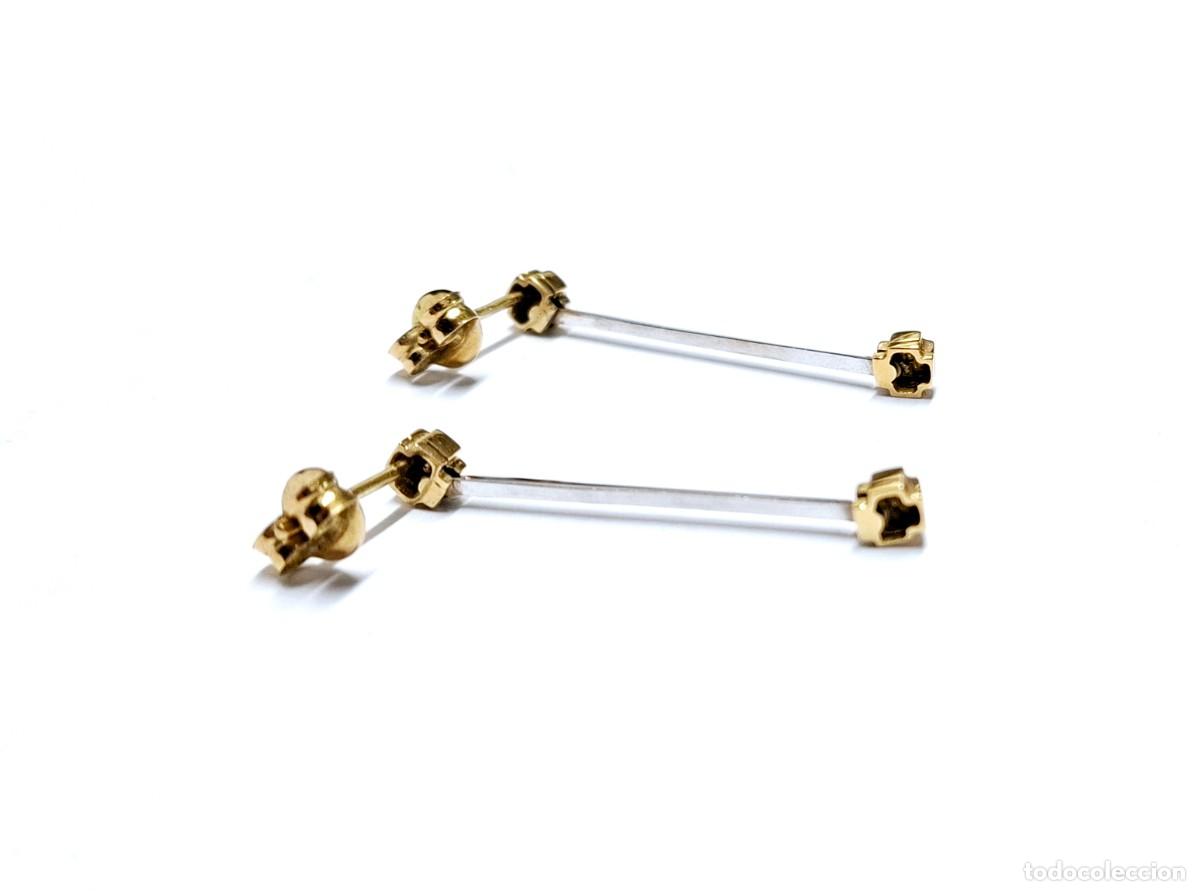 Joyeria: BELLOS PENDIENTES LARGOS DE ORO BLANCO Y AMARILLO - Foto 18