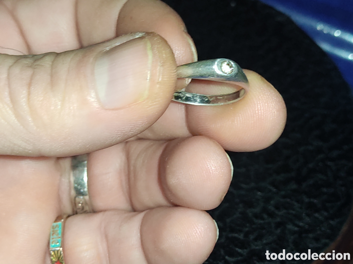 Joyeria: Anillo,sortija de plata contrastada con brillantito. - Foto 1