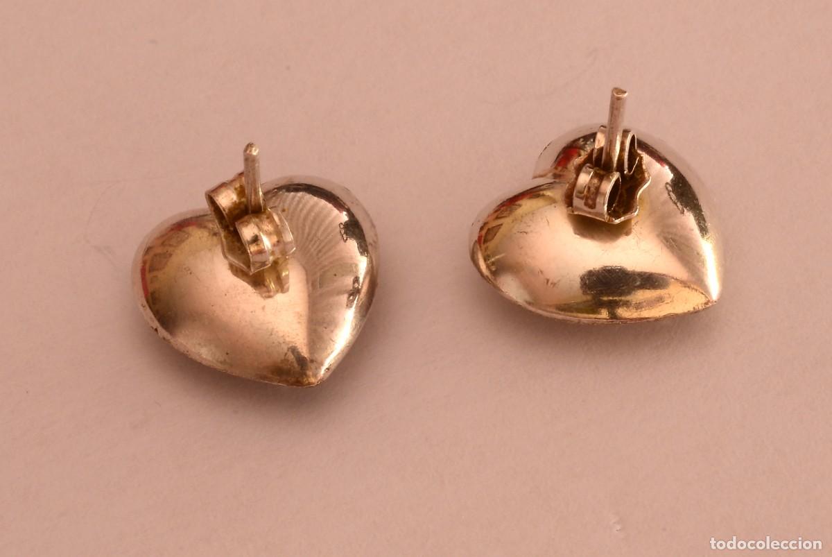 Joyeria: ORIGINALES PENDIENTES CORAZONES DE PLATA, VINTAGE - Foto 2