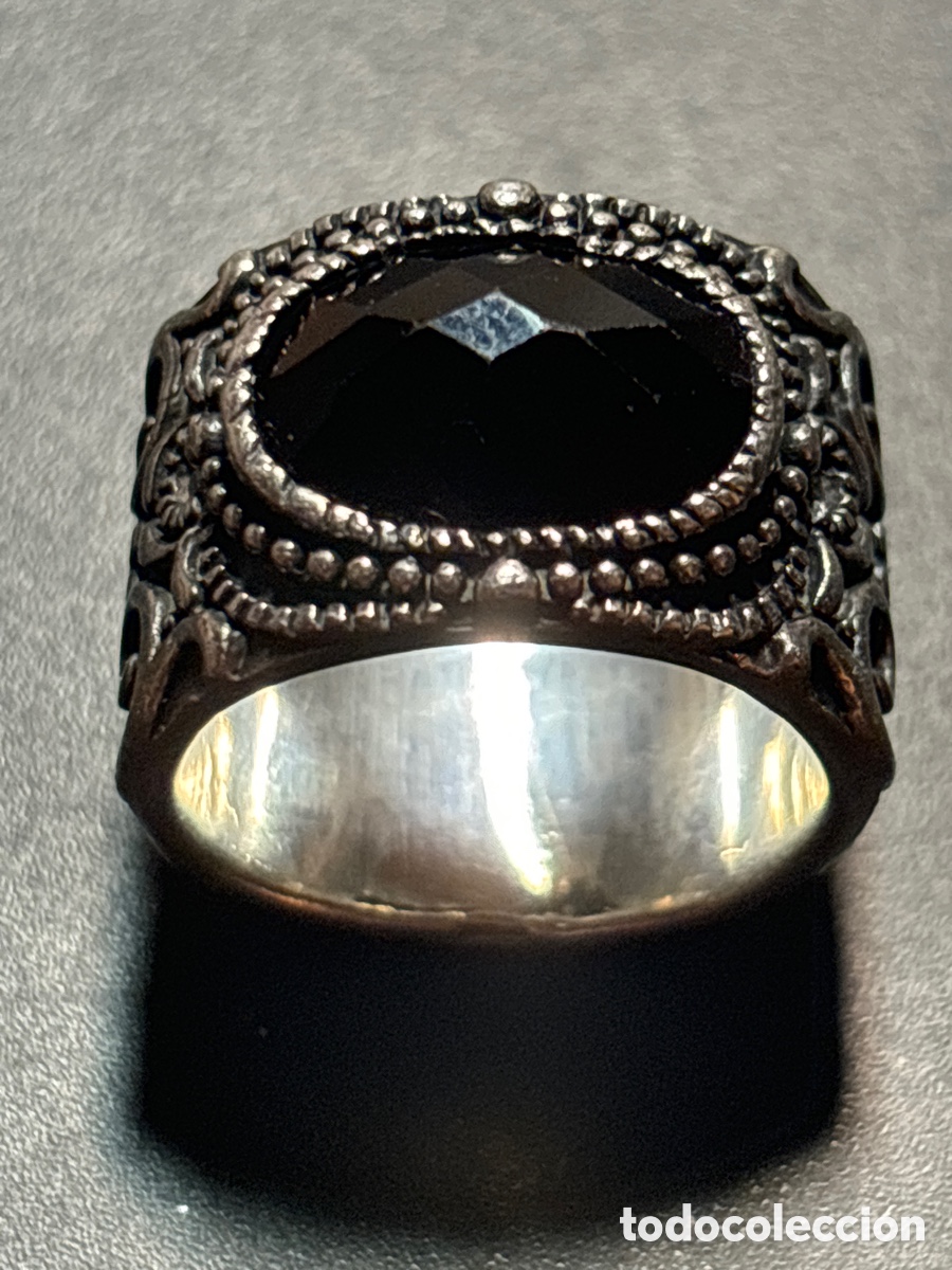 Joyeria: Anillo de plata de ley. Con piedra negra. - Foto 3