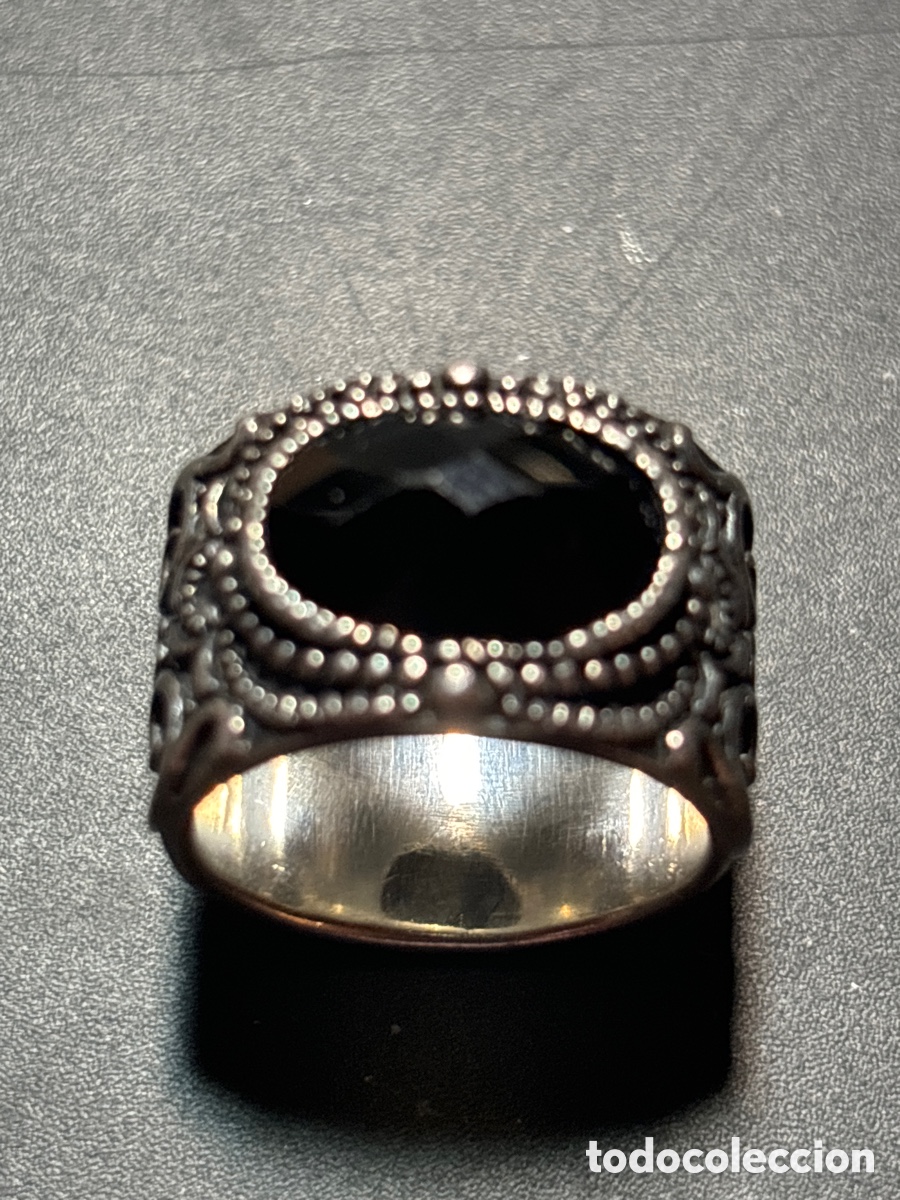 Joyeria: Anillo de plata de ley. Con piedra negra. - Foto 1