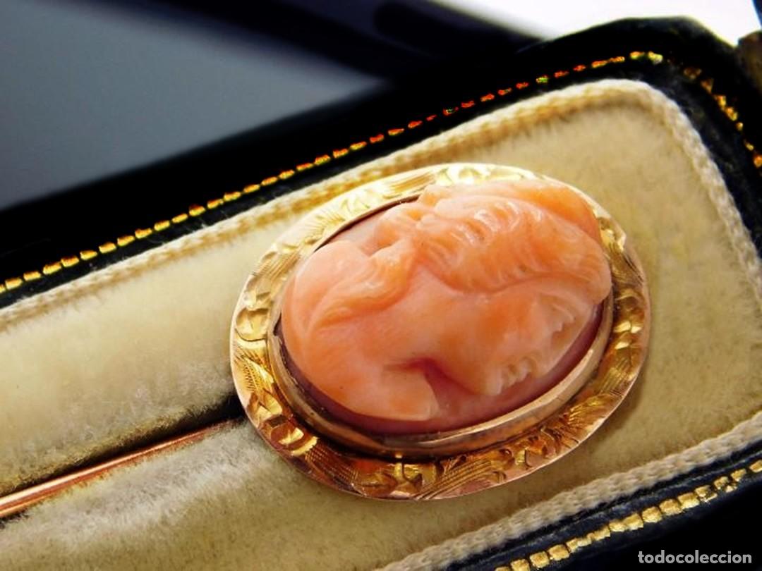 Jewelry: ORO 1&ordf;LEY 750: ANTIGUA JOYA VICTORIANA&middot; CAMAFEO CORAL NATURAL Y 3.3 GRAMOS ORO 750 &middot;ESTUCHE ORIGINAL