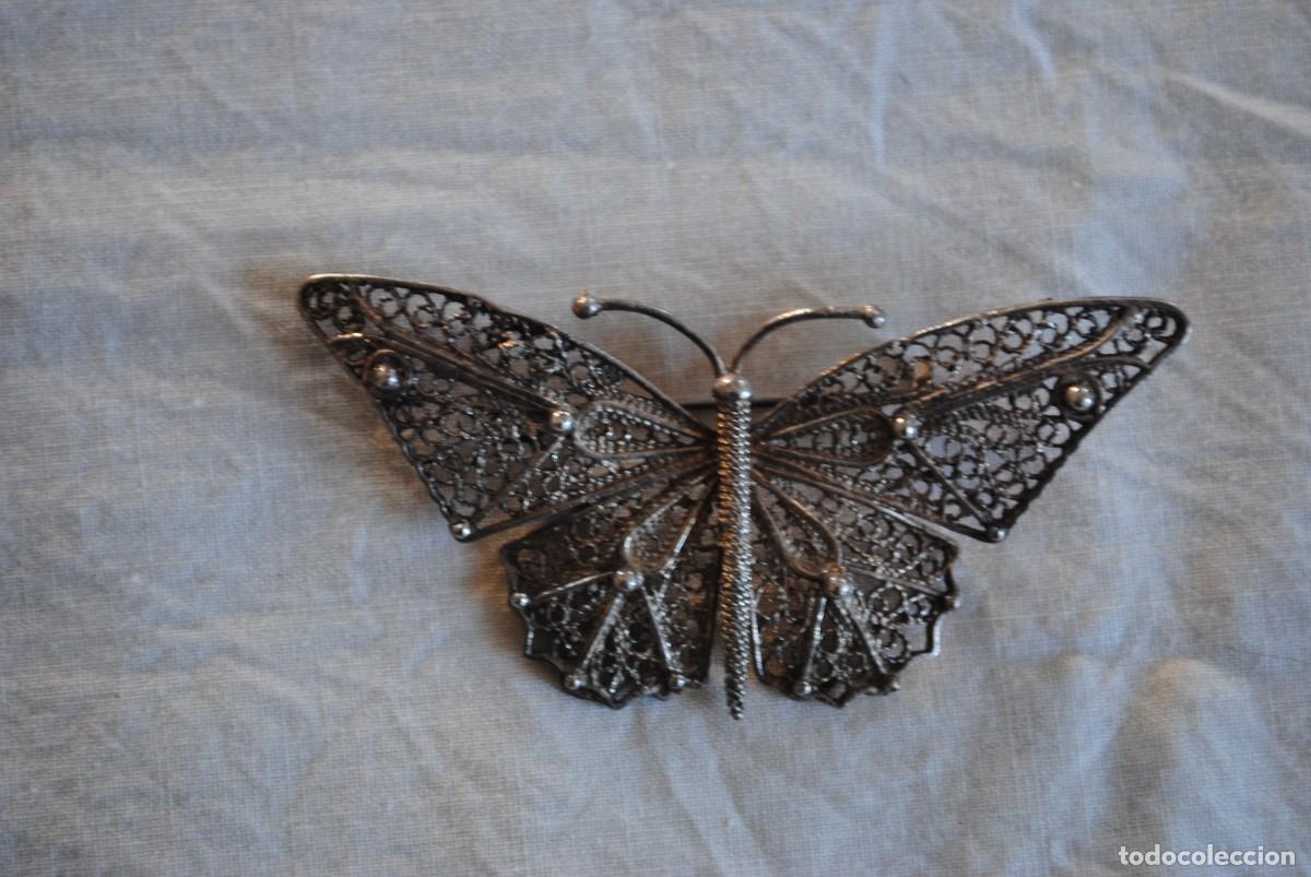 Joyeria: BROCHE EN FORMA DE MARIPOSA DE PLATA . - Foto 1
