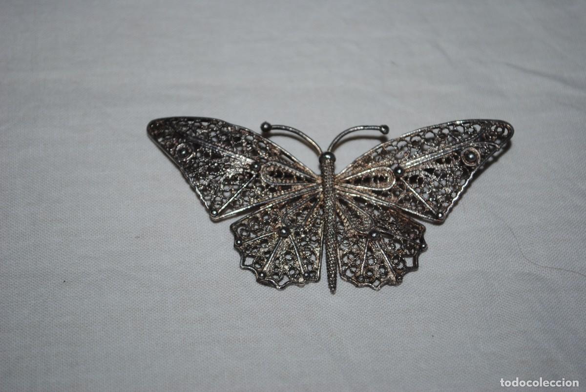 Joyeria: BROCHE EN FORMA DE MARIPOSA DE PLATA . - Foto 3