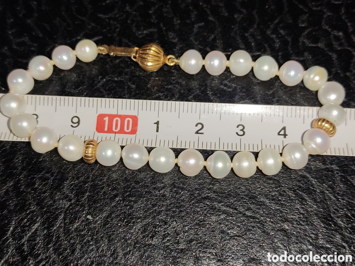 Joyeria: Pulsera de perlas de r&iacute;o con 2 cuentas y cierre de oro de 18K. - Foto 5