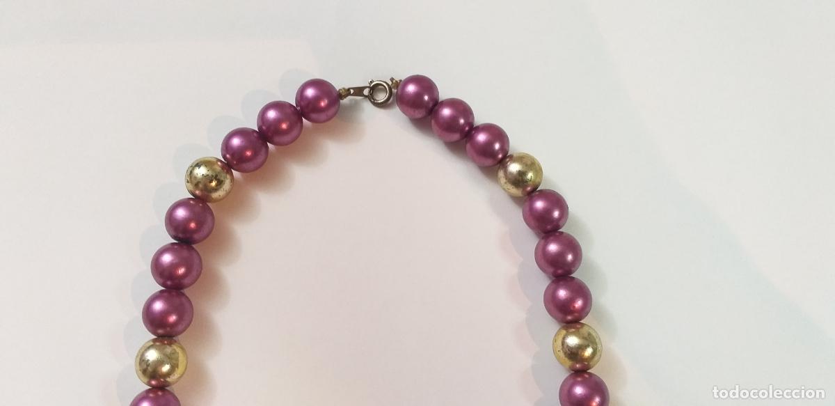 Joyeria: Collar. Bolas moradas y plateadas. - Foto 5