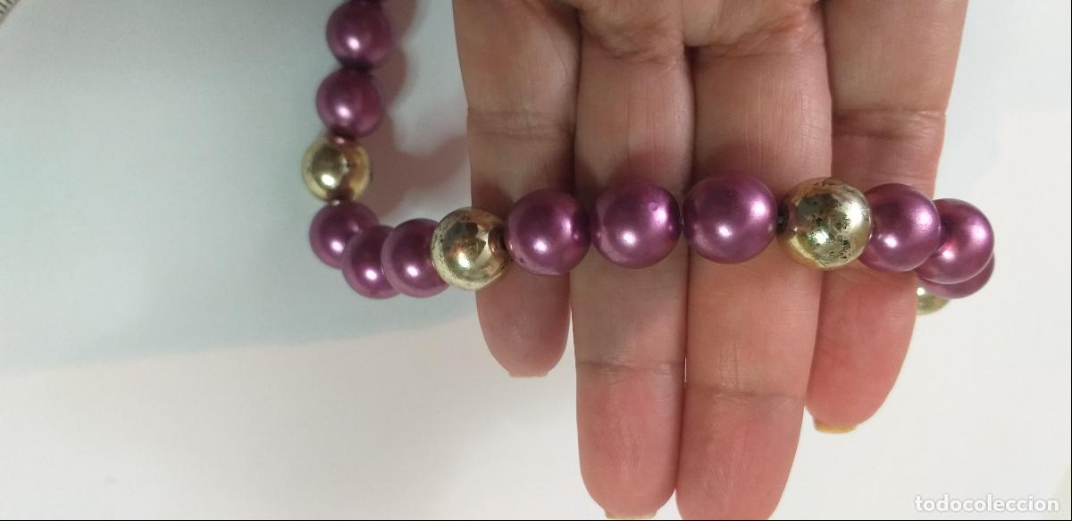 Joyeria: Collar. Bolas moradas y plateadas. - Foto 9