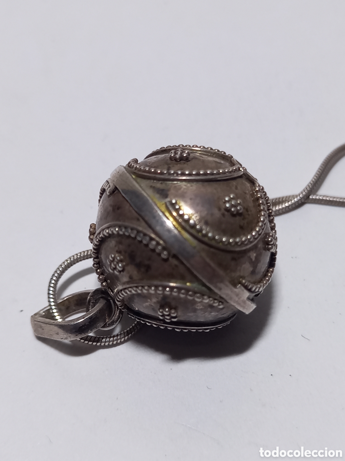 Joyeria: ANTIGUO CASCABEL EN PLATA CON CORD&Oacute;N. EXCELENTE SONIDO. - Foto 3