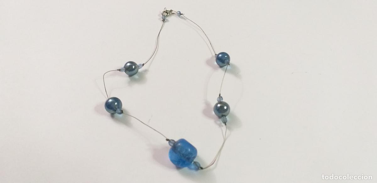 Joyeria: COLLAR. PLATEADO Y BOLAS EN AZUL. LARGO 40 CM. - Foto 1